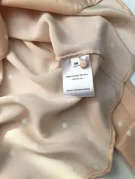 Ženy Tričko Hodváb 18 mm Jar Nové 2019 Lady Blúzka Jupe Žena Košele s Dlhým Rukávom Vintage Jednoduché Desgin Dot tlače