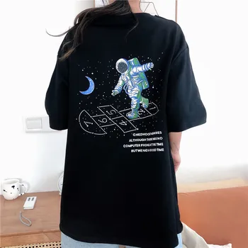 Ženy Vesmíru tričko Lete Harajuku v Pohode Unisex Krátke Sleeve t shirt Zábavné Astronaut Vytlačené Streetwear T-shirt Topy