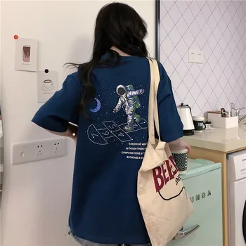 Ženy Vesmíru tričko Lete Harajuku v Pohode Unisex Krátke Sleeve t shirt Zábavné Astronaut Vytlačené Streetwear T-shirt Topy
