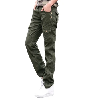 Ženy Vojenské Bavlna Cargo Nohavice Dámske Jarné Príležitostné Voľné Nohavice Armády Zelené Plus Veľkosť Kamufláž Nohavice Ženy Oblečenie