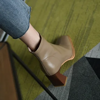 Ženy Členková Obuv Faux kožené Zippper Vintage Fahion Chelsea Boots Štvorcové Prst Námestie Pevné, Silné Päty Plus Veľkosť 39