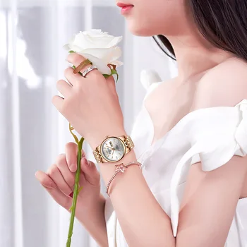 Ženy Šaty Sledovať Rose Gold Nehrdzavejúcej Ocele WLISTH Značky Módne Dámske Náramkové hodinky Týždeň Dátum Quartz Hodiny Žena Luxusné Hodinky