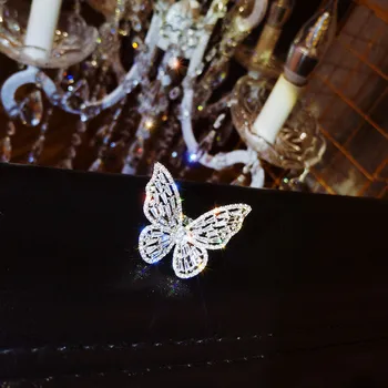 Ženy šperky, Módne Vynikajúce Individuálne Micro Vykladané Zirkón Motýľ Otvoriť Nádherné Krúžok Prehnané Veľké Šperky Krúžok
