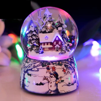 Živica Music Box Crystal Ball Snow Globe Sklo Domov Plochy Dekor Valentínske Darčeky Svetlá, Hudba Flitrami Remesiel S Snehové Vločky