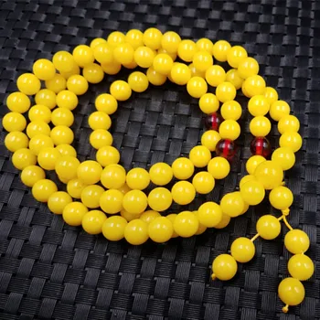 Žltá žltá kolo perličiek náhrdelník 10 mm kolo perličiek náramok 108 žltá multi-kruh náramky
