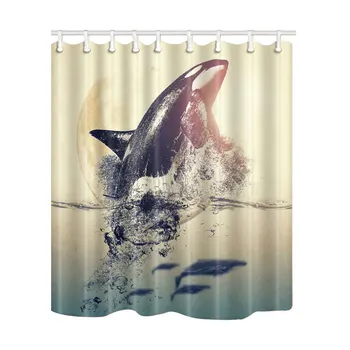 Žralok Sprchové Závesy Domáce Dekorácie Vaňa Obrazovky Polyester Textílie Nepremokavé a Plesní, a Doklad s 12 Plastové Háčiky Umývateľný