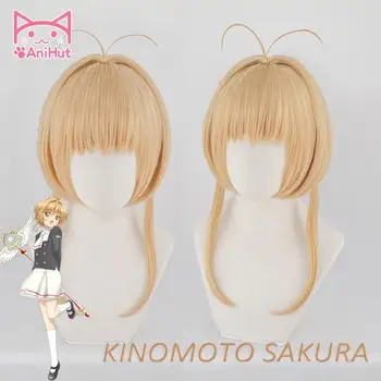 【AniHut] vyzýva Kinomoto Sakura CardCaptor Cosplay Parochňu Ženy Hnedé 30 cm Syntetické Vlasy Anime Card Captor Sakura Cosplay Parochňu CardCaptor